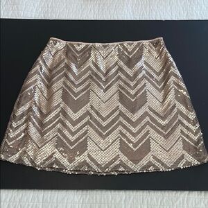 Pants Store Women’s Gold Sequin Chevron A-line Mini Skirt Cocktail Size Large